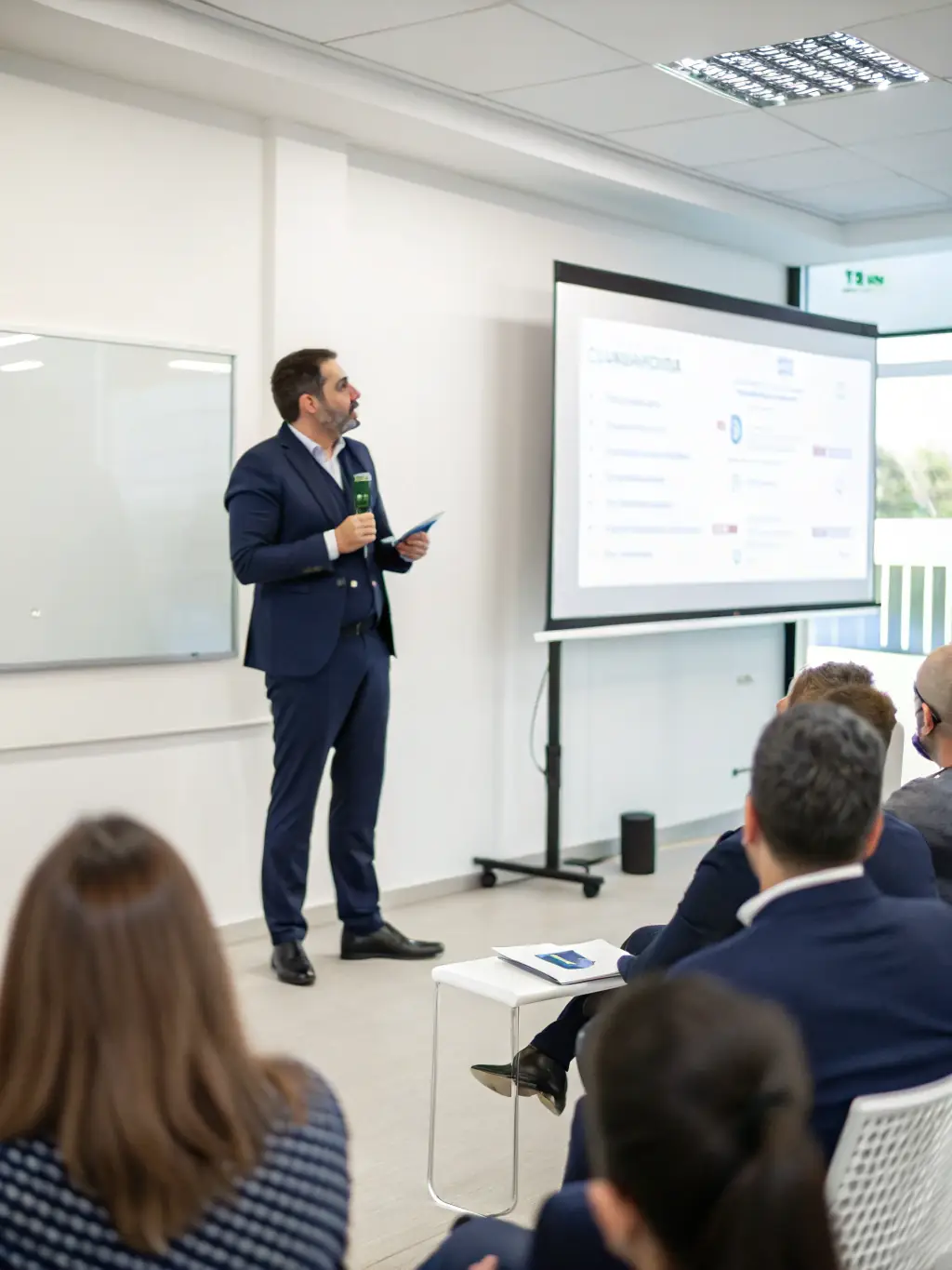 A professional photograph of a keynote speaker delivering a presentation on strategic leadership at a FocusPro conference in Toronto, Canada. The speaker is engaging with the audience, and the backdrop features the FocusPro logo.